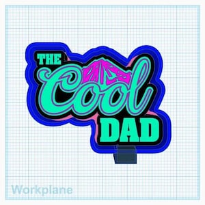 May include: A blue, pink, and black layered design with the text "The Cool Dad" in a stylized font.