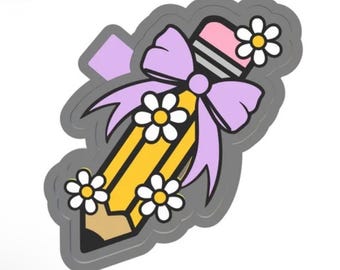 Teacher pencil with flowers Freshie mold