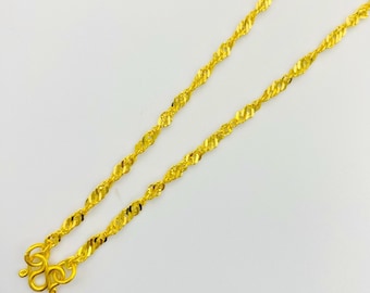 Handmade 24K Yellow Gold Chain Necklace: Thai Gold, 20 Inch