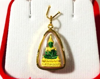 20k Gold Emerald Buddha Amulet Pendant: Wat Nong Ket Noi, Waterproof