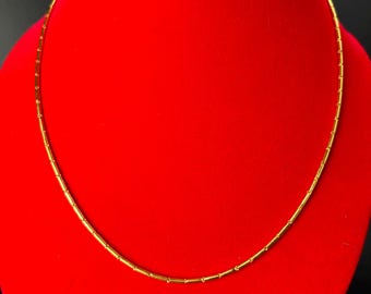 Handmade 24K Yellow Gold Tubetto Chain: Thai Gold Necklace, 20 inch