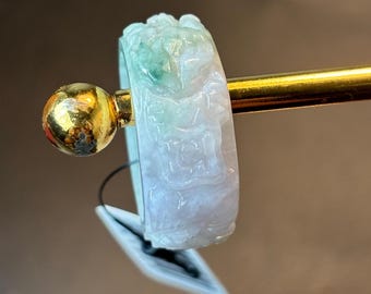 Hand-Carved Dragon Jade Ring for Men: Grade A Burmese Jadeite, US 10 3/4
