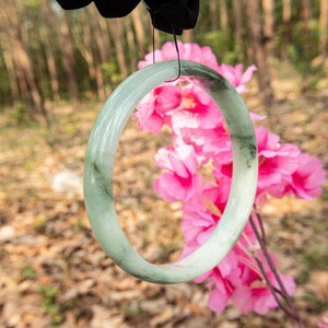 XL Jadeite Bangle • Apple Green & White • 78.9mm Extra Large Size • Natural Stone Bracelet for Big Wrist • Handcrafted Jewelry Gift