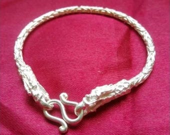 Pulsera de plata de ley con cabeza de dragón: cadena de eslabones Bali de 3,5 mm