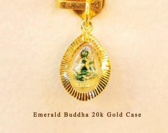 20k Gold Emerald Buddha Amulet Pendant - Wat Nong Ket Noi