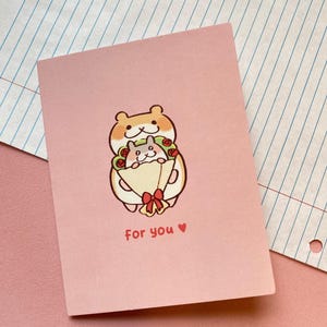 ハムスターブーケグリーティングカード | かわいいグリーティングカード、かわいい、文房具、バレンタインカード、記念日カード