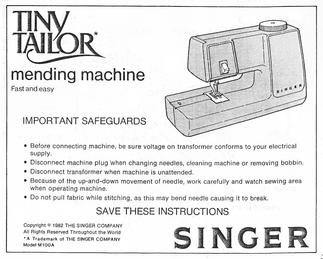 Digital Singer Tiny Tailor Sewing Machine Manual Etsy