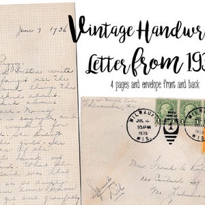 1936 Carta manuscrita vintage #1