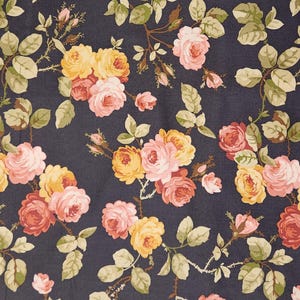 1 yd 33&quot; cut, black floral quilt fabric by Andover.