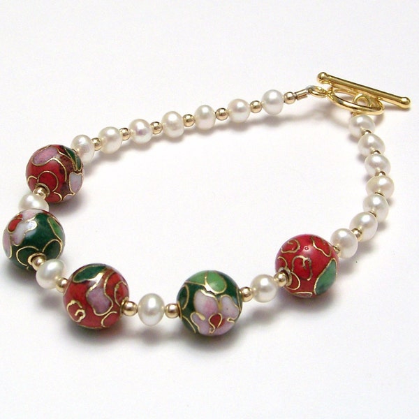 ON SALE Christmas Cloisonne Bracelet