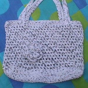 Cotton Crochet Beach Tote - Grocery Market Bag - Diaper Bag