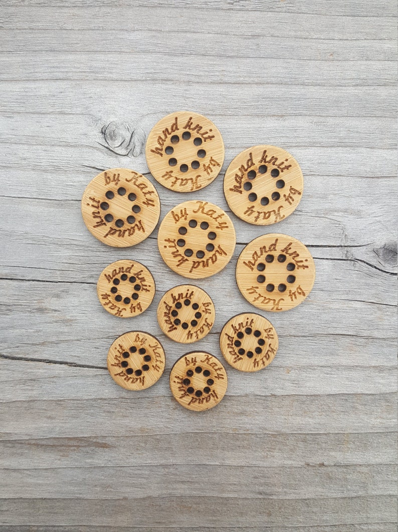 Set of 10-8 Hole Buttons Bamboo Wood Button Custom Stitchable Buttons