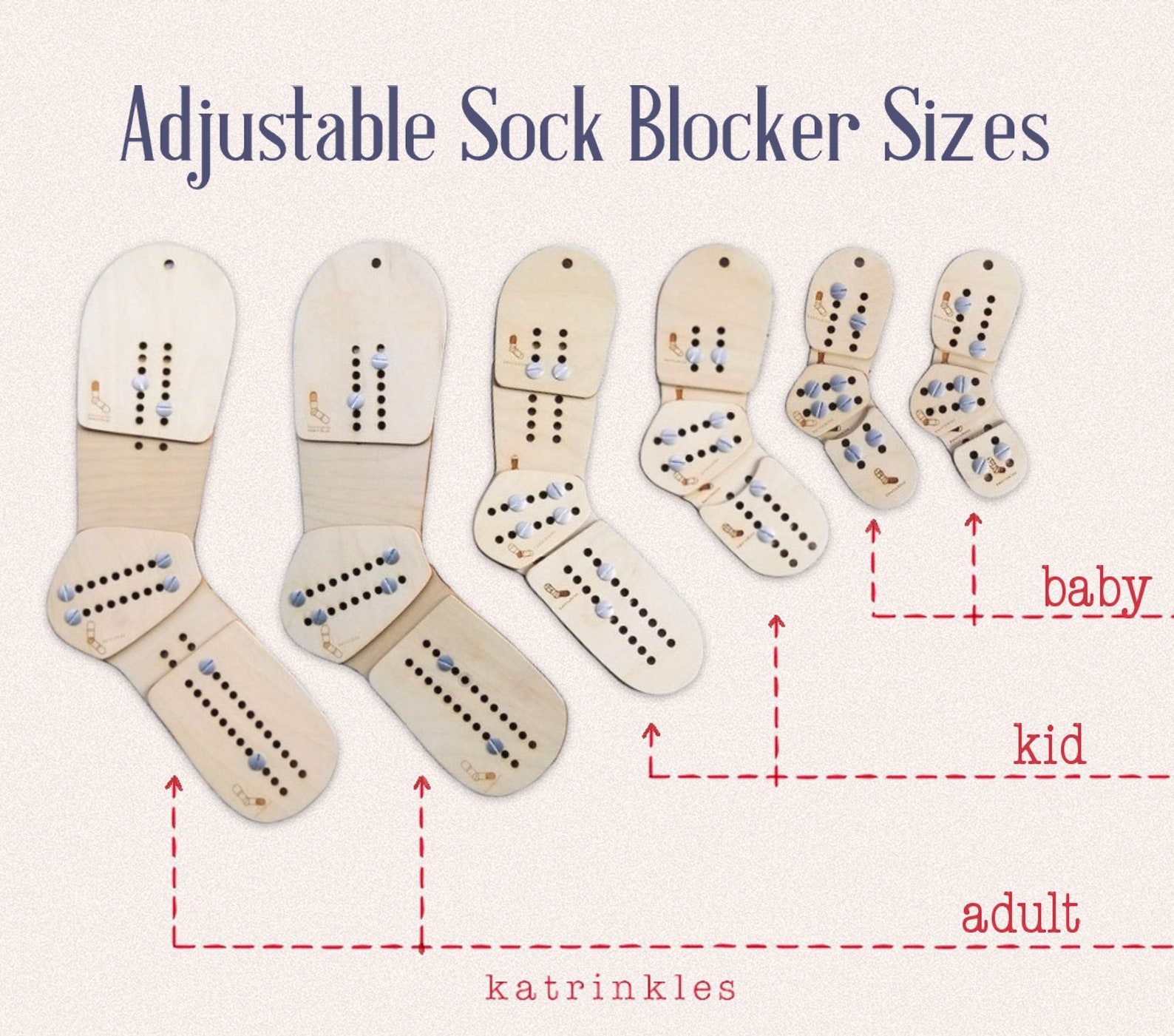 Adjustable Sock Blockers Pair 3 sizes and Knee Sock Etsy