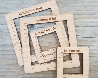 Gauge Swatch Measurement Ruler Square Tool for Knitting or Crochet - Gift for Knitter - Gift for Crocheter