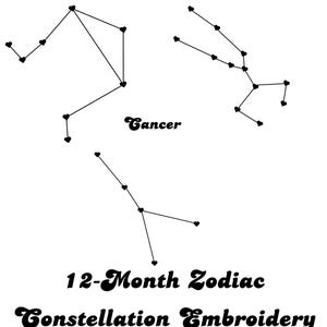 12-Month Zodiac Constellation Embroidery Patterns - Digital Download & Tutorial