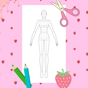 Front Blank Model Fashion Sketchbook PDF- Printable Croquis Templates for Designers, Fashion Illustration Figure Templates, Drawing Workbook
