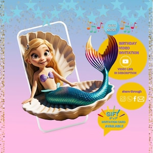 Mermaid Invitation, Mermaid video, Create Your Own Card, Virtual Birthday Invitation, online birthday invite, WhatsApp Birthday Invitation