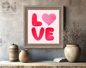 Liebe Herz Druck, Valentinstag Wand Kunst (Digitaler Download)