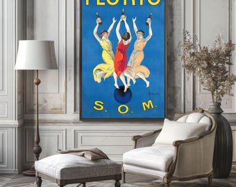 Póster vintage de Florio, impresión de Cappiello, arte mural europeo (descarga digital)