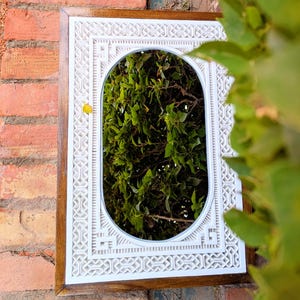 Hand-Carved Moroccan Plaster Wall Mirror: Boho Arabic Decor