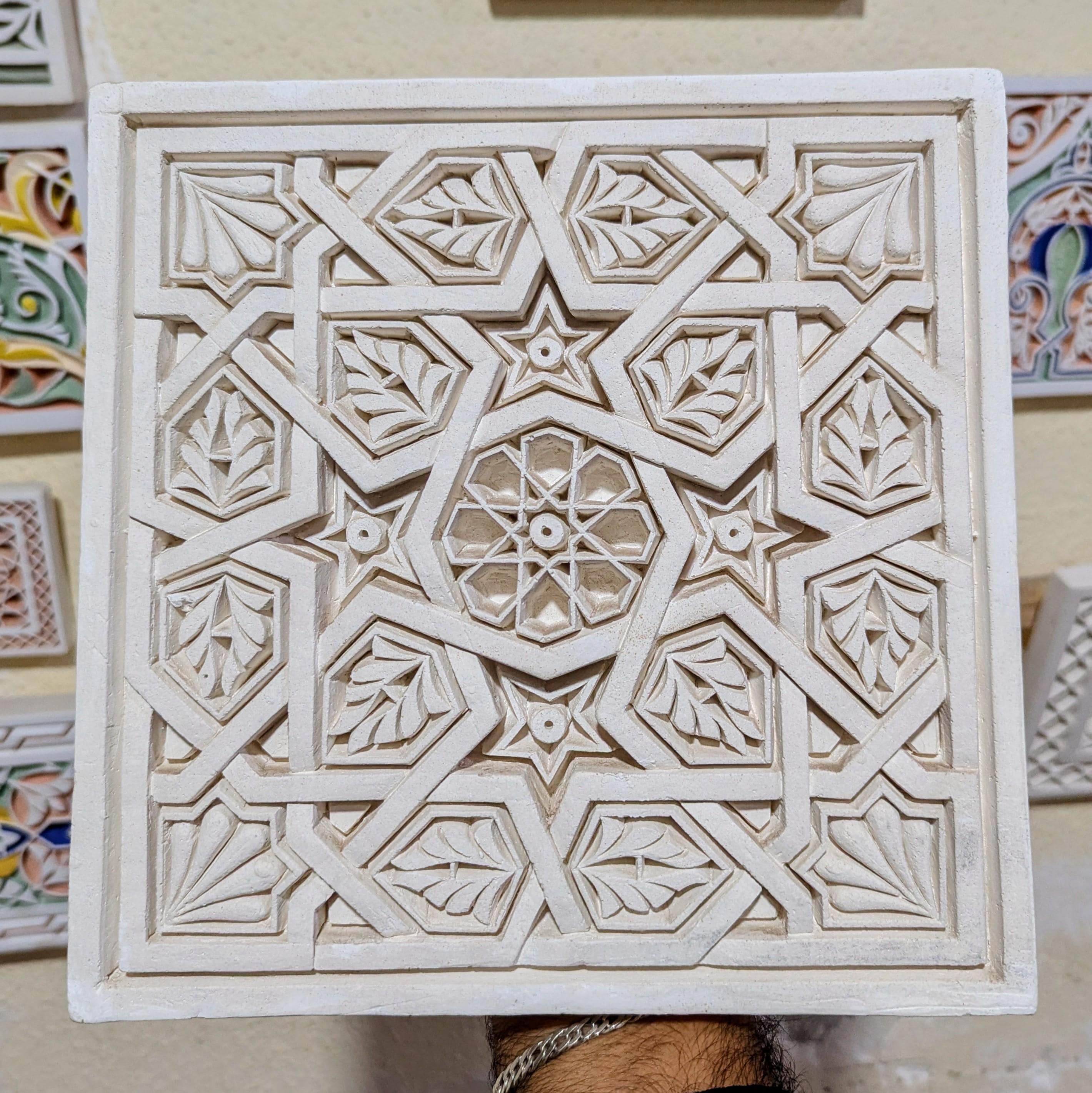 Painted Hand-carved Plaster Wall Decor - Moroccan Artisan Craft With ...