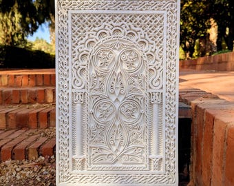 Large Moroccan Hand Carved Plaster Wall Decor, Alhambra Archway, Islamic Architecture Wall art