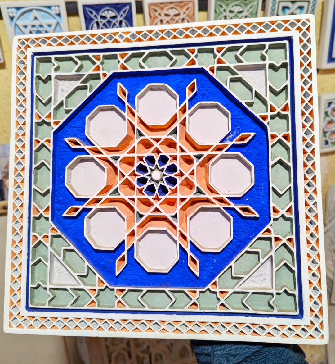 Photo inspiration: Visual Reference: Geometric Pattern Relief Wall Decor Hand Carved Islamic Plaster Art