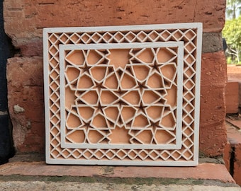 Moroccan Hand Carved Plaster Decor: Islamic Geometric Pattern Wall art