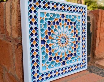 Art mural en plâtre sculpté à la main : décoration d'intérieur marocaine originale, décoration islamique traditionnelle vintage
