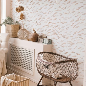 Kids Watercolor Beige Fish Pattern Wallpaper | Sophisticated Fish School Wall Mural