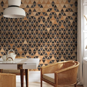 Papier peint triangulaire contemporain | Papier peint triangle géométrique à effet de trame