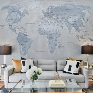 Global Geographic Weltkarte zum Abziehen und Aufkleben | Kartographische Weltkarte Wandbild