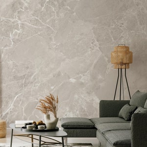 Neutrale Marmor-Effekt-Tapete | Weicher Ton Marmor Wandbild