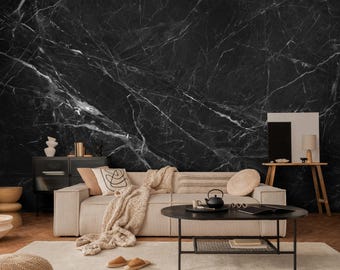 Classic Dark Marble Effect Wallpaper | Modern Stone Texture Wall Mural