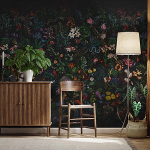 Exotic Flowers and Lush Foliage Wallpaper | Vibrant Botanical and Birds Wall Mural