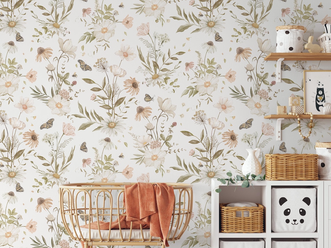 Elegant Wildflower Meadow Wallpaper | Botanical Garden Floral Nursery ...