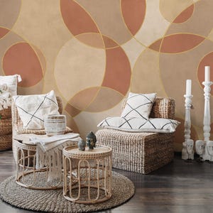 Papier peint cercle Art déco abstrait | Papier peint géométrique chic