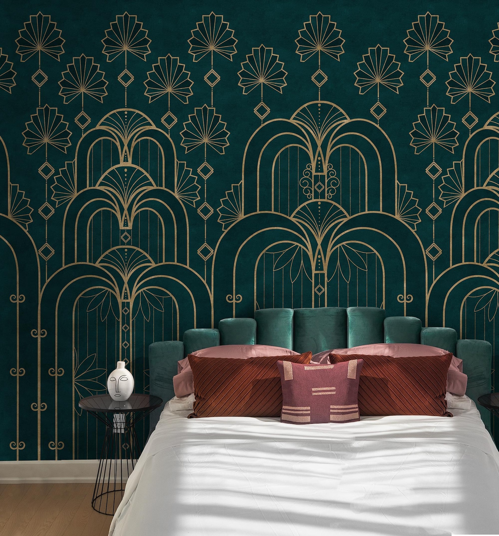 Art Deco Geometric Gold Line Wallpaper | Geometric Luxury Design Wall ...