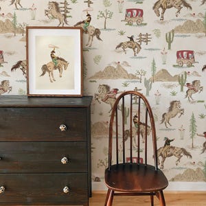 Colorful Texas Rodeo Wallpaper | Wild West Cowboy Adventure Pattern Wall Mural