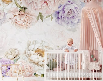 Elegant Flowers Wallpaper | Colorful Peony Floral Wall Mural