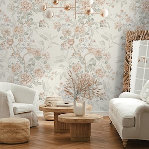 Elegant Peony Garden Wallpaper | Delicate Floral Pattern Wall Mural
