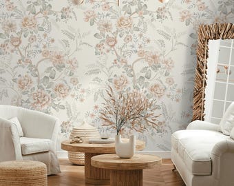 Elegant Peony Garden Wallpaper | Delicate Floral Pattern Wall Mural