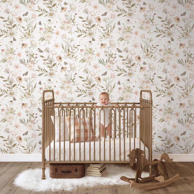 Elegant Wildflower Meadow Wallpaper | Botanical Garden Floral Nursery ...