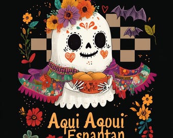 Aqui Espantan Png, Mexico Conchas Png, Spooky Conchas Png, Concha Ghost Png, Dia De Muertos Png, Mexico Halloween Png, PNG DIGITAL