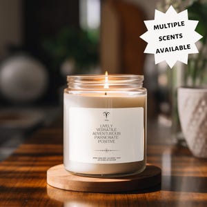 Aries Positive Qualities Candle – Zodiac Soy Wax Candle, Horoscope Birthday Gift, Aries Astrology Decor, Fire Sign Spiritual Gift