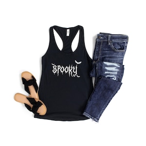 Spooky Season Racerback Tank Top: Goth Halloween Yoga Shirt