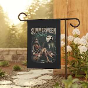 Summerween Garden Flag: Gothic Skeleton Beach Decor, 12x18