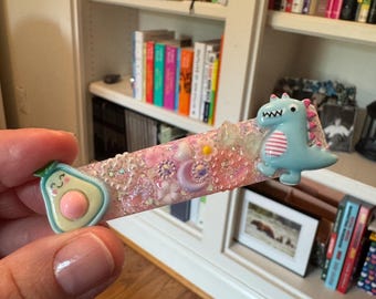 Haarclip Kawaii hars: glitteravocado- en dino-haarspeldje