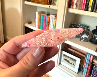 Kawaii roze glitterhaarspeld: handgemaakte konijnenhaarspeld van hars