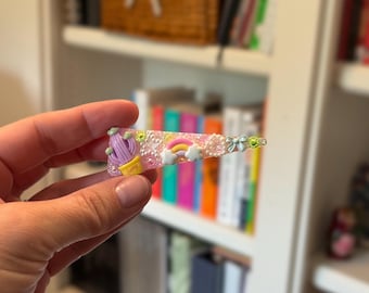 Haarclip Kawaii hars: glittercactus en regenboogspeldje